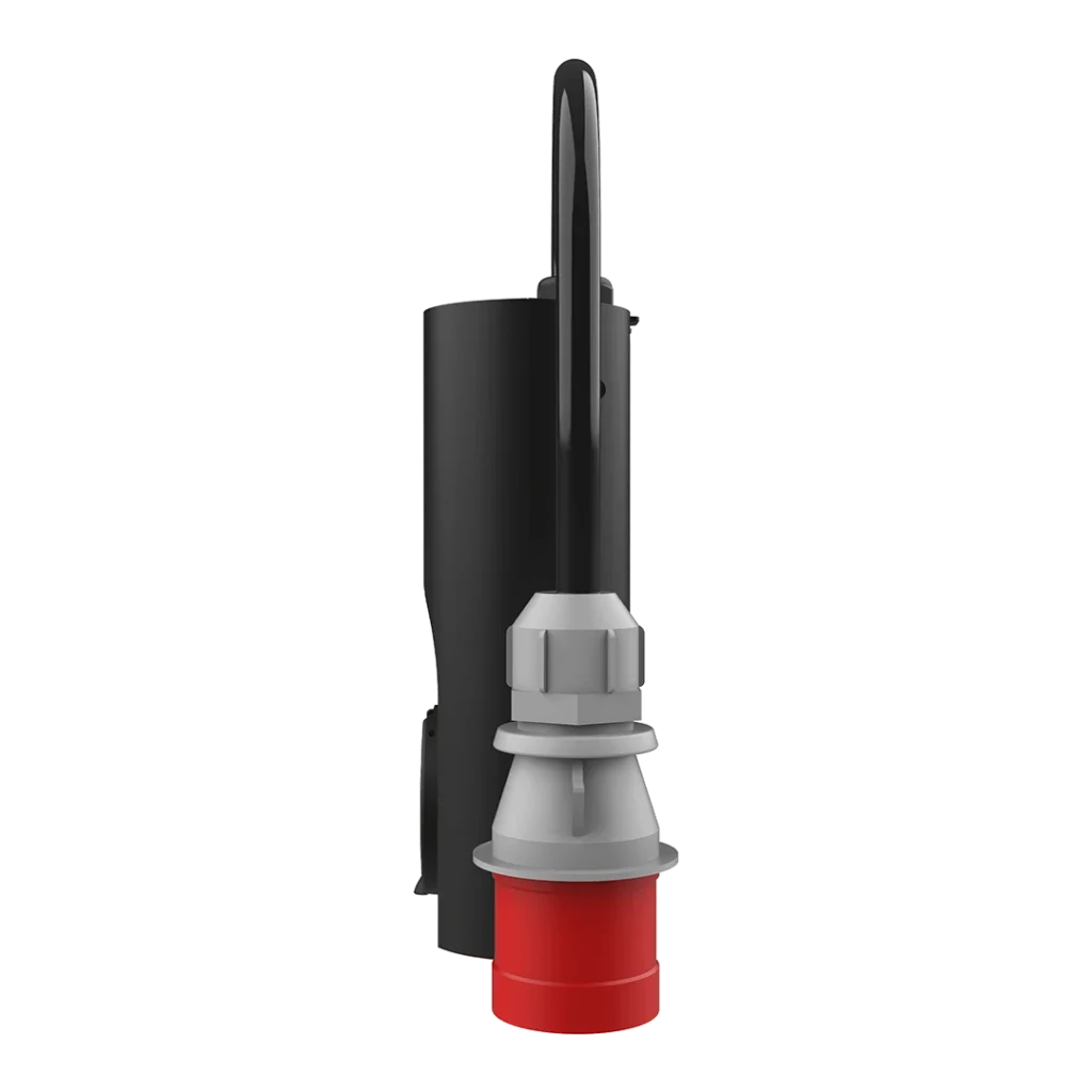 Raedian Nora -latausasema voimavirtapistokkeella sivusta