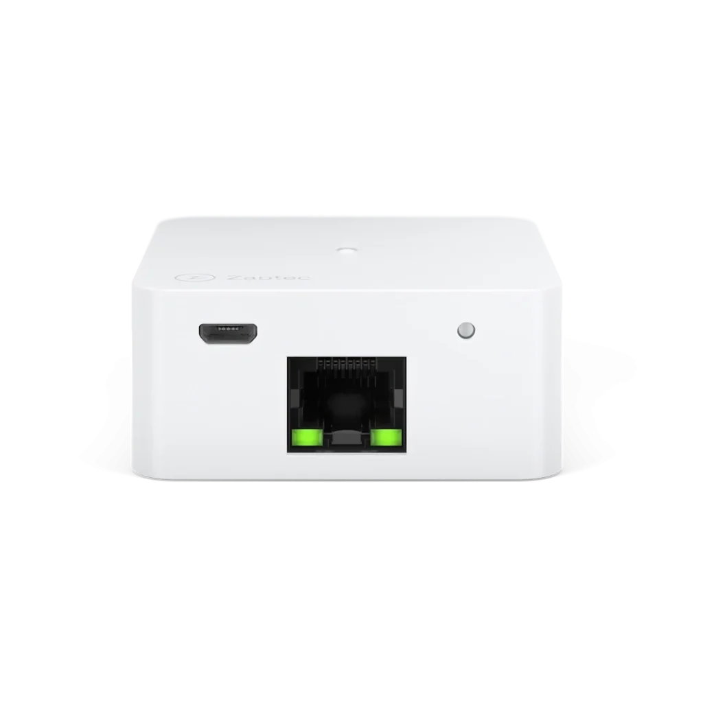 Valkoinen Zaptec Sense -järjestelmä takaa