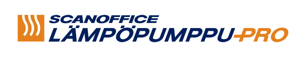 Scanoffice Lämpöpumppup-pro -logo, Oranssi ja sininen